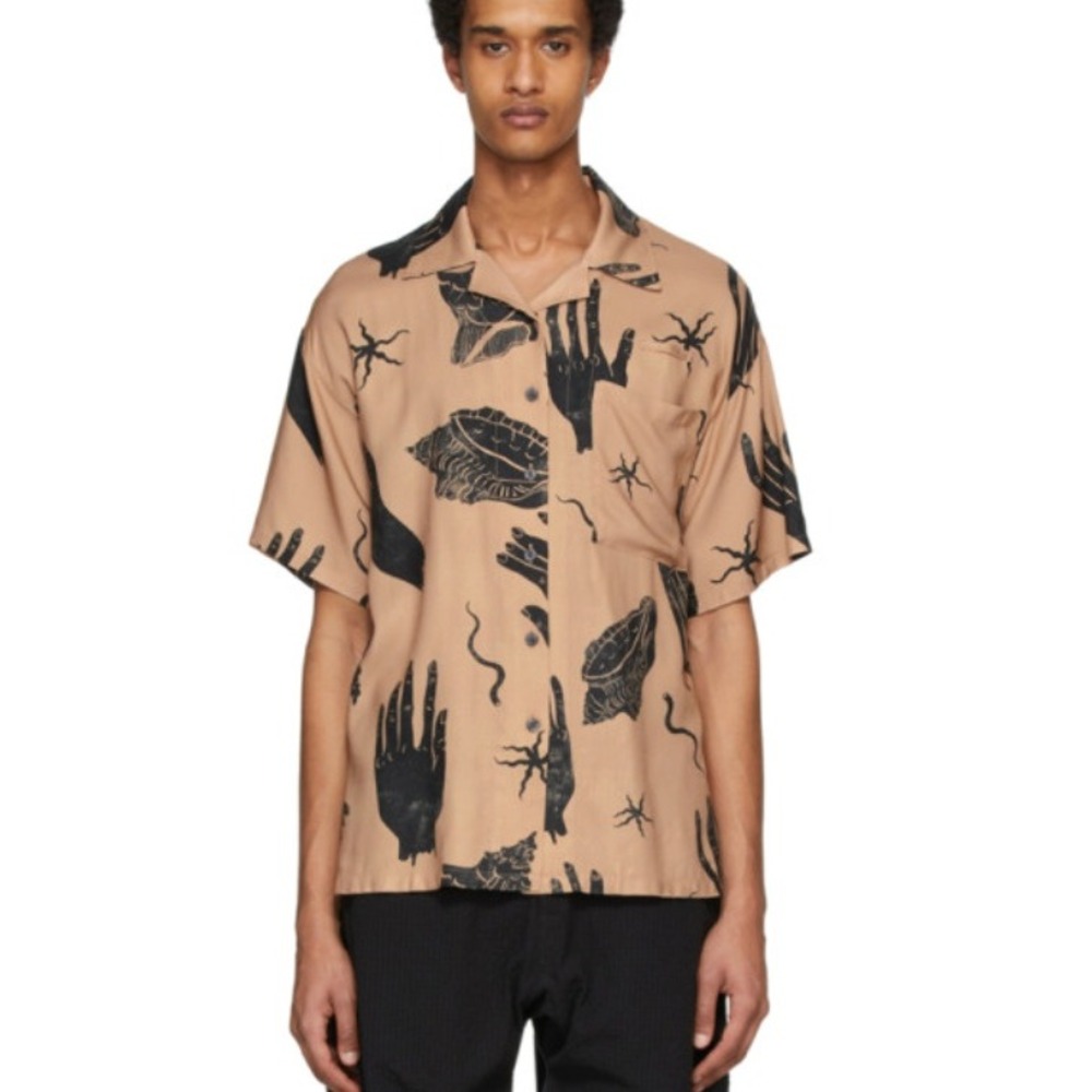 Acne Studios Pink Shell Print Short Sleeve Shirt in Pinkblack sz 32